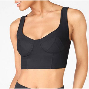 Fabletics Charolette Low Impact Corset Longline Black Sports Bra Size Small